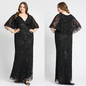 Mac Duggal Black Beaded Evening Gown